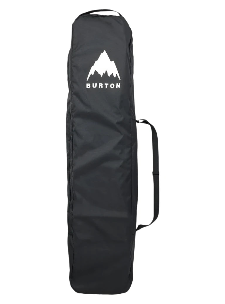 Burton Commuter Space Sack Snowboard Bag - A dark gray snowboard bag with a white logo featuring a mountain peak and the word "BURTON" in bold letters, set against a solid light gray background.