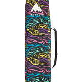 Burton Commuter Space Sack Snowboard Bag - A black snowboard bag with a wavy, multicolored pattern of pink, purple, blue, and yellow stripes.