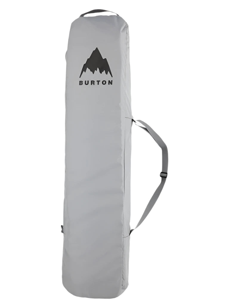 Burton Commuter Space Sack Snowboard Bag - A light gray snowboard bag with a black strap handle at the top and a zippered opening along the side.