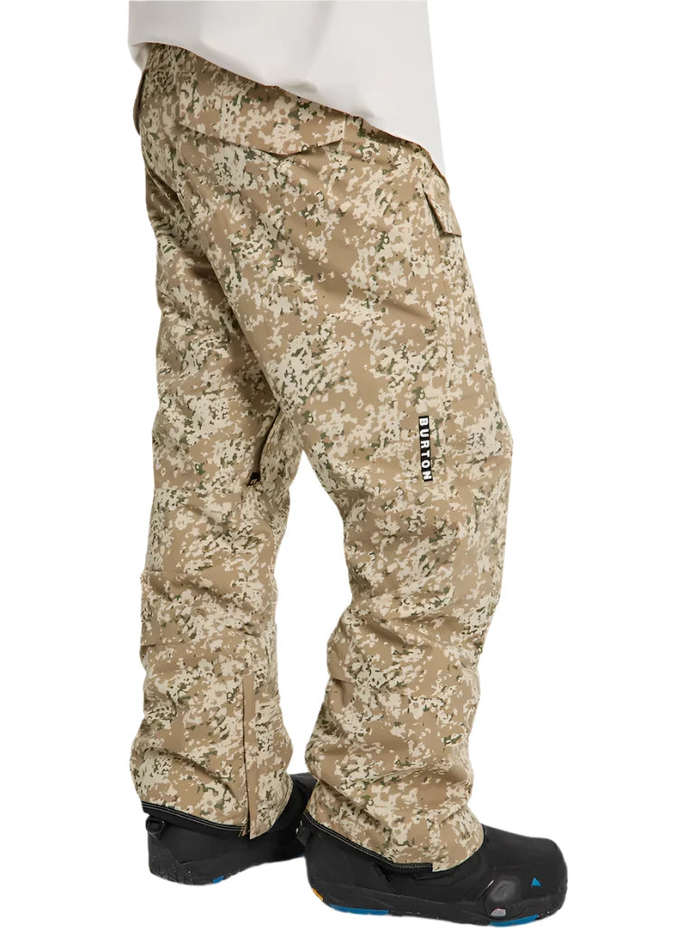 Burton Covert 2.0 2L Pants 2025 - Beige snow pants with a subtle green and white pattern, featuring a black zipper on the left leg.