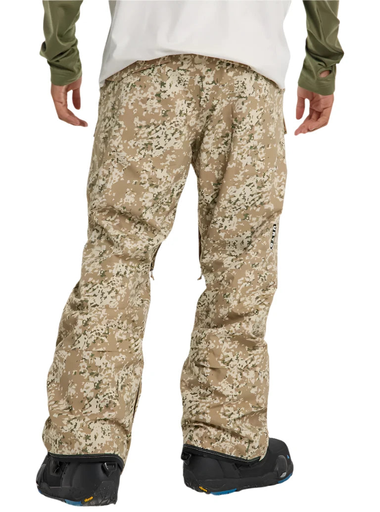 Burton Covert 2.0 2L Pants 2025 - A pair of khaki snow pants with a subtle green and white pattern, featuring black zippers on the side pockets.