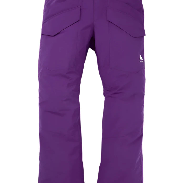 Burton Covert 2.0 2L Pants 2025 - Dark-colored snow pants with a subtle pattern on the left leg, featuring two zippered pockets and a small logo near the right thigh.