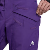 Burton Covert 2.0 2L Pants 2025 - A pair of purple ski pants with a white logo on the left leg featuring a mountain graphic and the word "BURTON" in bold letters.