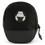 Crab Grab Mini Binding Bag 2025 - A small, black bag with a zippered top and a white logo featuring crab claws and the words "CRAB GRAB" in bold letters.