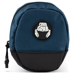 Crab Grab Mini Binding Bag 2025 - A small, dark blue bag with a black zipper and white logo featuring a crab claw holding the word "CRAB GRAB" in bold letters.
