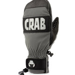 Crab Grab Punch Mitt 2025 - A pair of gray mitts with a black strap and white lettering that reads "CRAB GRAB" on the back.