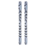 Salomon QST 100 Skis 2026 - A pair of skis with a light gray base and black swirl pattern on top.