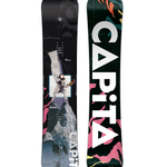 CAPiTA DOA Snowboard 2026 - A black snowboard with a white and gray abstract design featuring a man in a spacesuit standing on top of a mountain.