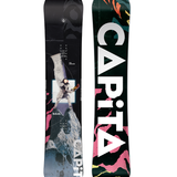 CAPiTA DOA Snowboard 2026 - A black snowboard with a white and gray abstract design featuring a man in a spacesuit standing on top of a mountain.