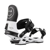 Arbor Hemlock Boss Dog Snowboard Binding 2025 - A black and white snowboard binding with a chain-link design on top of the footbed, featuring a star in the center.