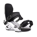 Arbor Hemlock Boss Dog Snowboard Binding - A black snowboard binding with a textured strap and a white baseplate.