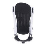 Arbor Hemlock Boss Dog Snowboard Binding - A black snowboard binding with a white logo on the top strap and a silver buckle.