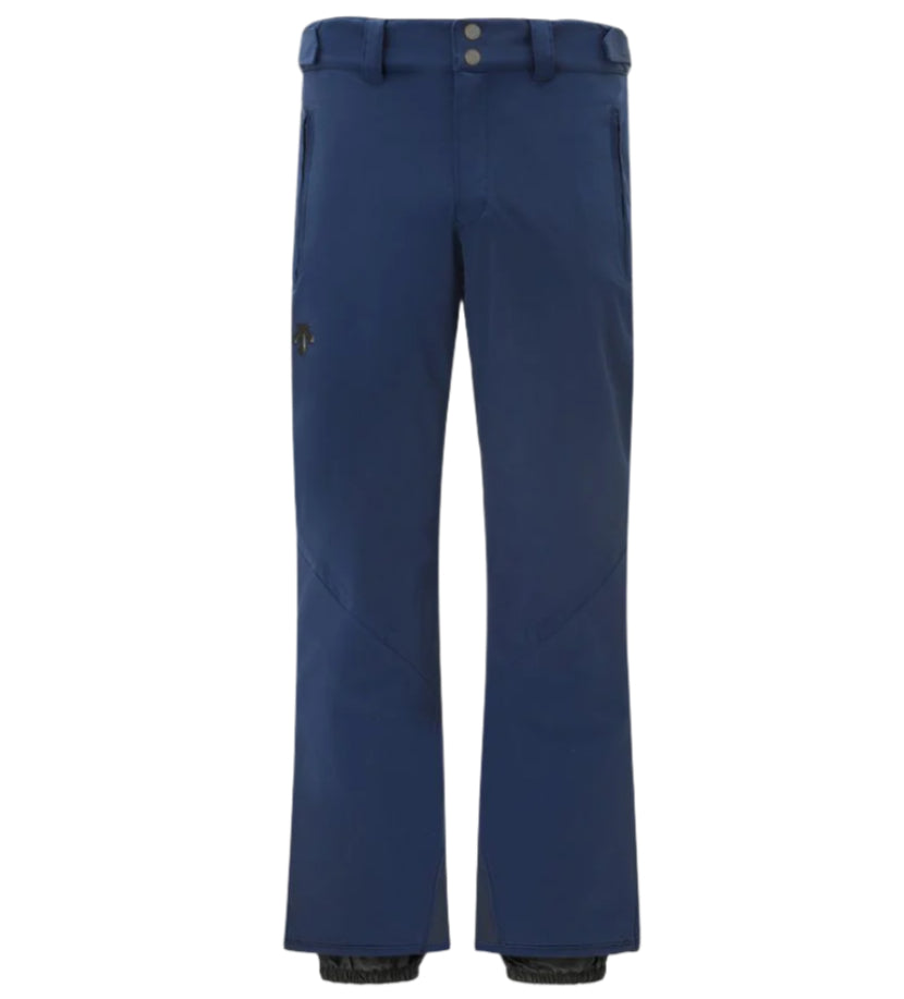 Descente Swiss Insulated Pant 2025 - Dark blue insulated ski pants with a zippered pocket on the right thigh and two belt loops at the waist.