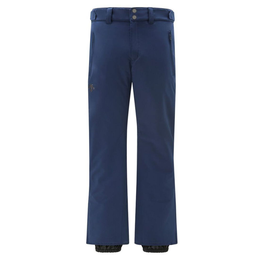 Descente Crown Insulated Pant 2025 - Dark blue insulated ski pants with a zippered pocket on the right thigh and two belt loops at the waist.
