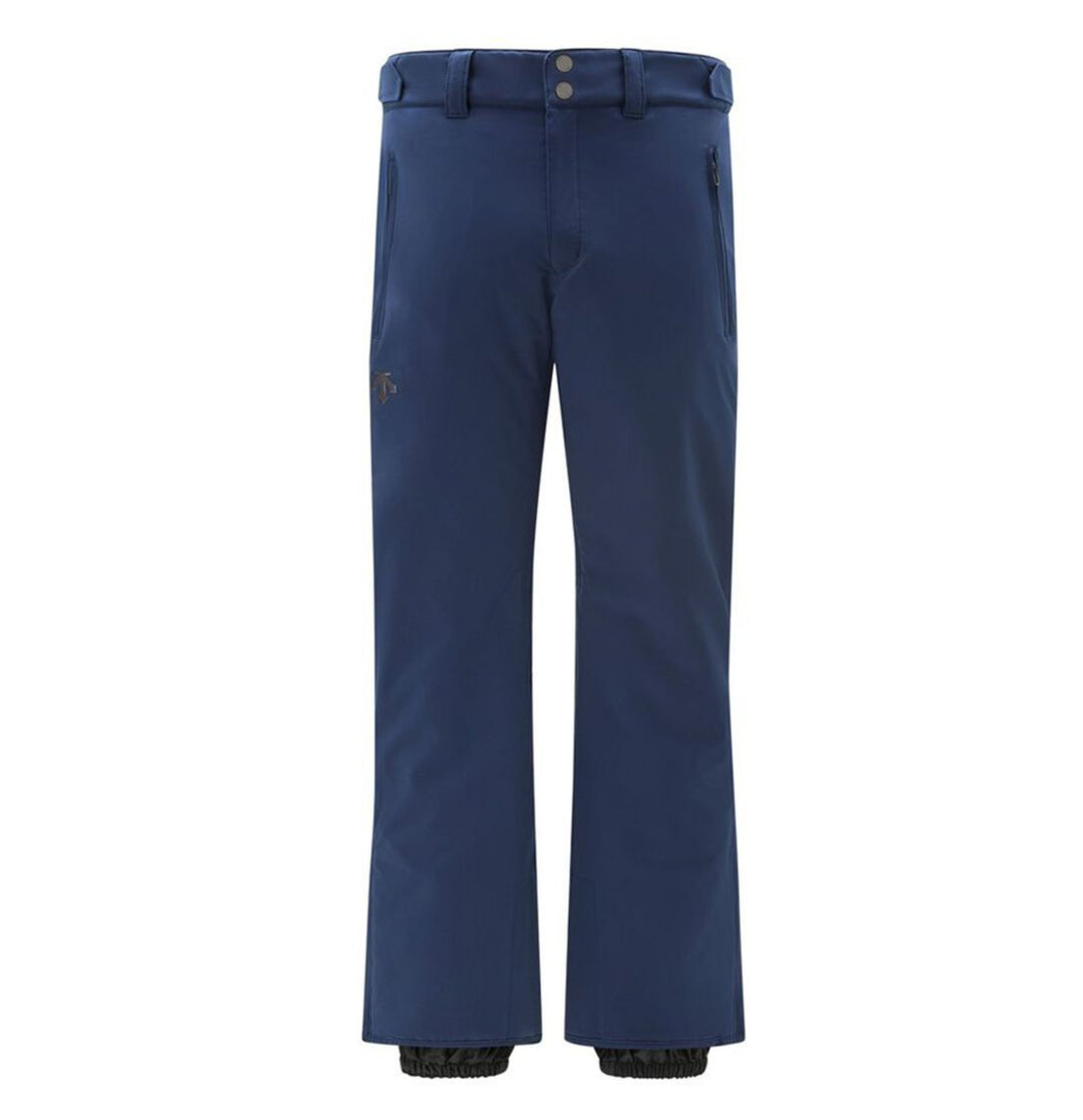 Descente Crown Insulated Pant 2025 - Dark blue insulated ski pants with a zippered pocket on the right thigh and two belt loops at the waist.