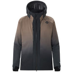 Descente Swiss Insulated Jacket 2025 - A tan and black ombre jacket with a hood, featuring a zipper down the front.