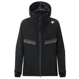 Descente Steep Insulated Jacket 2025 - A black insulated jacket with a white logo on the right shoulder and two zippered pockets on the front.