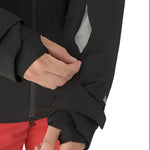 Descente Steep Insulated Jacket 2025 - A black jacket with a white zipper and two zippered pockets on either side of the waist.