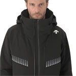 Descente Steep Insulated Jacket 2025 - A black jacket with a white logo on the left shoulder and a zipper down the front.