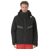 Descente Steep Insulated Jacket 2025 - A black jacket with a white logo on the left chest and a zipper down the front.