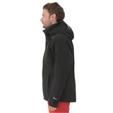 Descente Steep Insulated Jacket 2025 - A black jacket with a high collar and zippered pockets, worn by a model on a plain background.