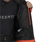 Descente - A black insulated jacket with a zippered chest pocket on the left side.