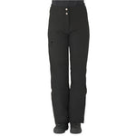 Descente Women's Giselle Insulated Pant 2025 - Black insulated ski pants with a zippered pocket on the right thigh and two white buttons at the waist.