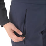 Descente Women's Giselle Insulated Pant 2025 - A pair of navy blue insulated ski pants with a zippered pocket on the side.
