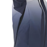 Descente Women's Swiss Insulated Jacket 2025 - A navy blue jacket with a white logo on the left chest and a zipper running down the front.