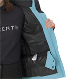 Descente Women's Lisa Insulated Jacket 2025 - A black jacket with a white logo on the left chest and a zipper down the front.