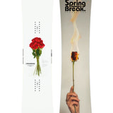 CAPiTA Spring Break Powder Twin Snowboard 2025 - A white snowboard with a bouquet of red roses printed on it.