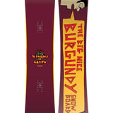 CAPiTA Big Nice Burgundy Snowboard 2025 - A burgundy snowboard with a distinctive "Big Nice" logo on its top surface.