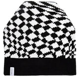 SPEED DEMON TALL BEANIE 2024 - A black and white argyle patterned beanie with a tall fit.