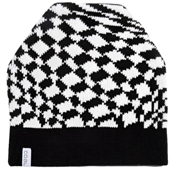 SPEED DEMON TALL BEANIE 2024 - A black and white argyle patterned beanie with a tall fit.