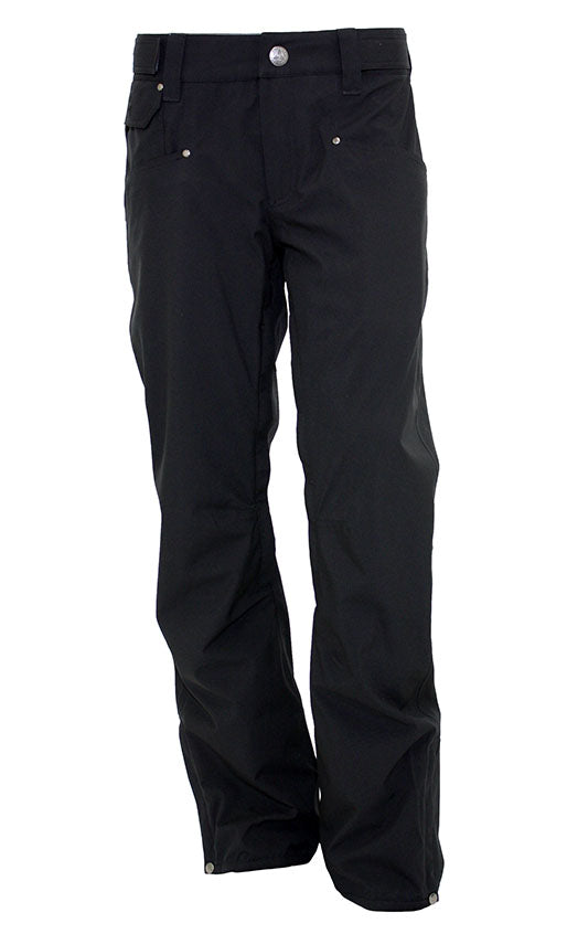 Turbine E2F Shell Pant 2025 - Black snow pants with a silver snap button on the front pocket.