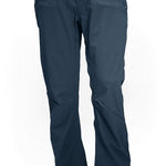 Dark shell pants with belt loops, button waist, and zip fly