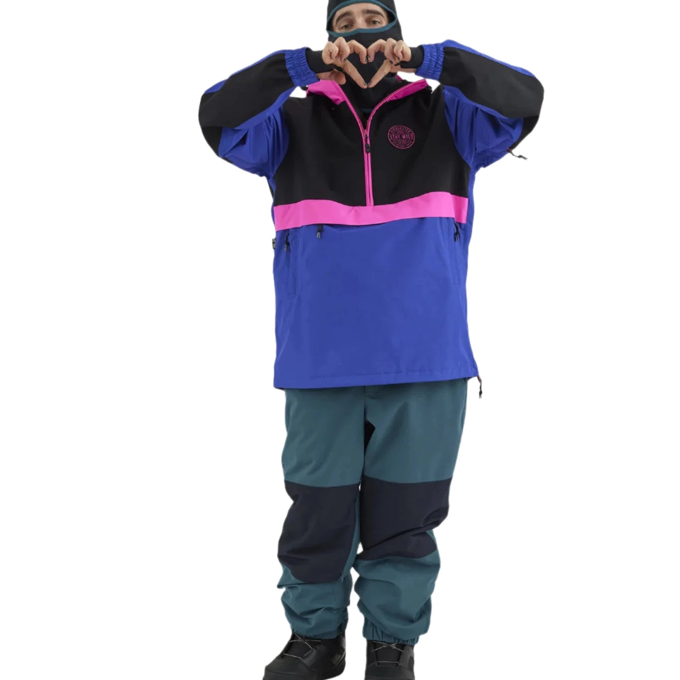 Airblaster Elastic Boss Shell Pant 2025 - A black snow pant with a pink stripe on the side and elastic cuffs at the bottom.