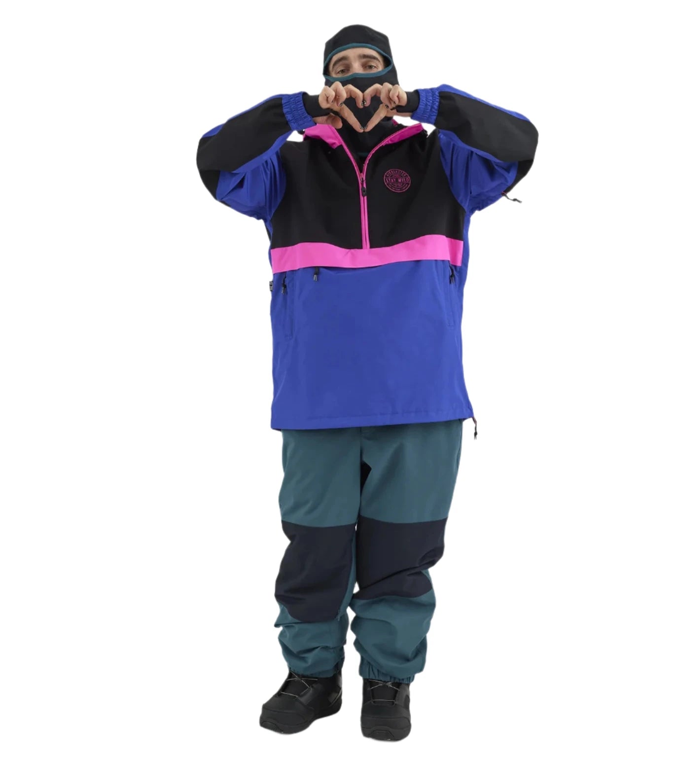 Airblaster Elastic Boss Shell Pant 2025 - A black snow pant with a pink stripe on the side and elastic cuffs at the bottom.
