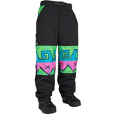 Airblaster Elastic Boss Shell Pant 2025 - Black snow pants with a blue and green geometric pattern on the upper thigh area.