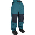 Airblaster Elastic Boss Shell Pant 2025 - A pair of teal snow pants with a black stripe on the left thigh and an elastic waistband.