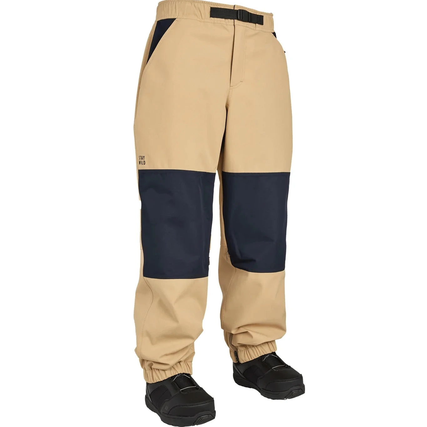 Airblaster Elastic Boss Shell Pant 2025 - Black pants with a subtle white logo on the left thigh and black elastic cuffs at the ankles.