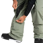 Quiksilver Utility Shell Bib 2025 - Olive green bib with black hardware and a quilted pattern on the back.