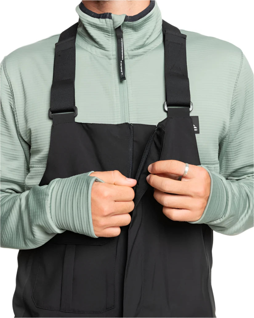 Quiksilver Utility Shell Bib 2025 - Black bib overalls with utility pockets and adjustable straps.