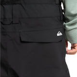Quiksilver Utility Shell Bib 2025 - Black bib with white logo on left thigh pocket.