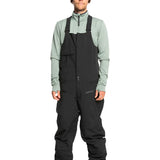 Quiksilver Utility Shell Bib - A black bib-style snow pant with a utility design, featuring multiple pockets and buckles on the side.