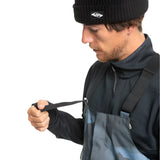 Quiksilver Utility Shell Bib - A black bib with a utility-style design, featuring multiple pockets and buckles on the front.