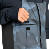 Quiksilver Utility Shell Bib - A pair of gray camouflage snow pants with a bib design and adjustable straps.