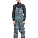 Quiksilver Utility Shell Bib - A pair of dark gray snow pants with a subtle black pattern and two zippered pockets on the side.