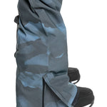Quiksilver Utility Shell Bib - A pair of black snow pants with a subtle gray pattern and white accents on the side pockets.
