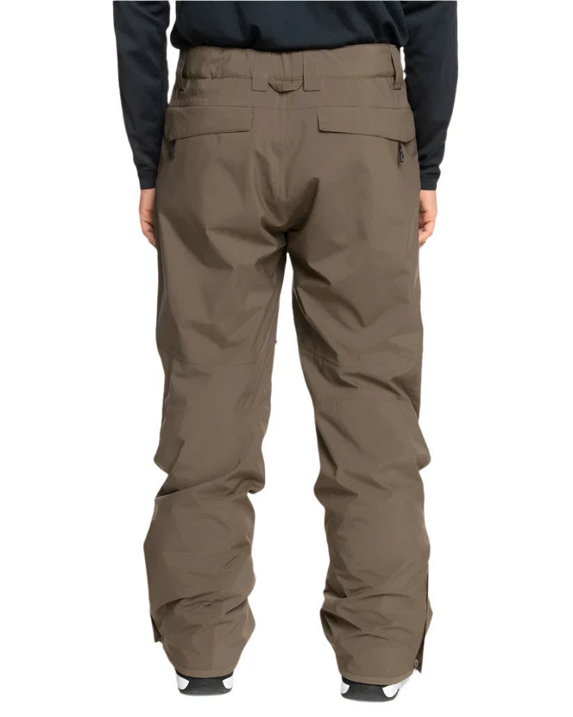 Quiksilver Utility Shell Pant 2025 - A pair of khaki-colored snow pants with zippered pockets and a utility belt.
